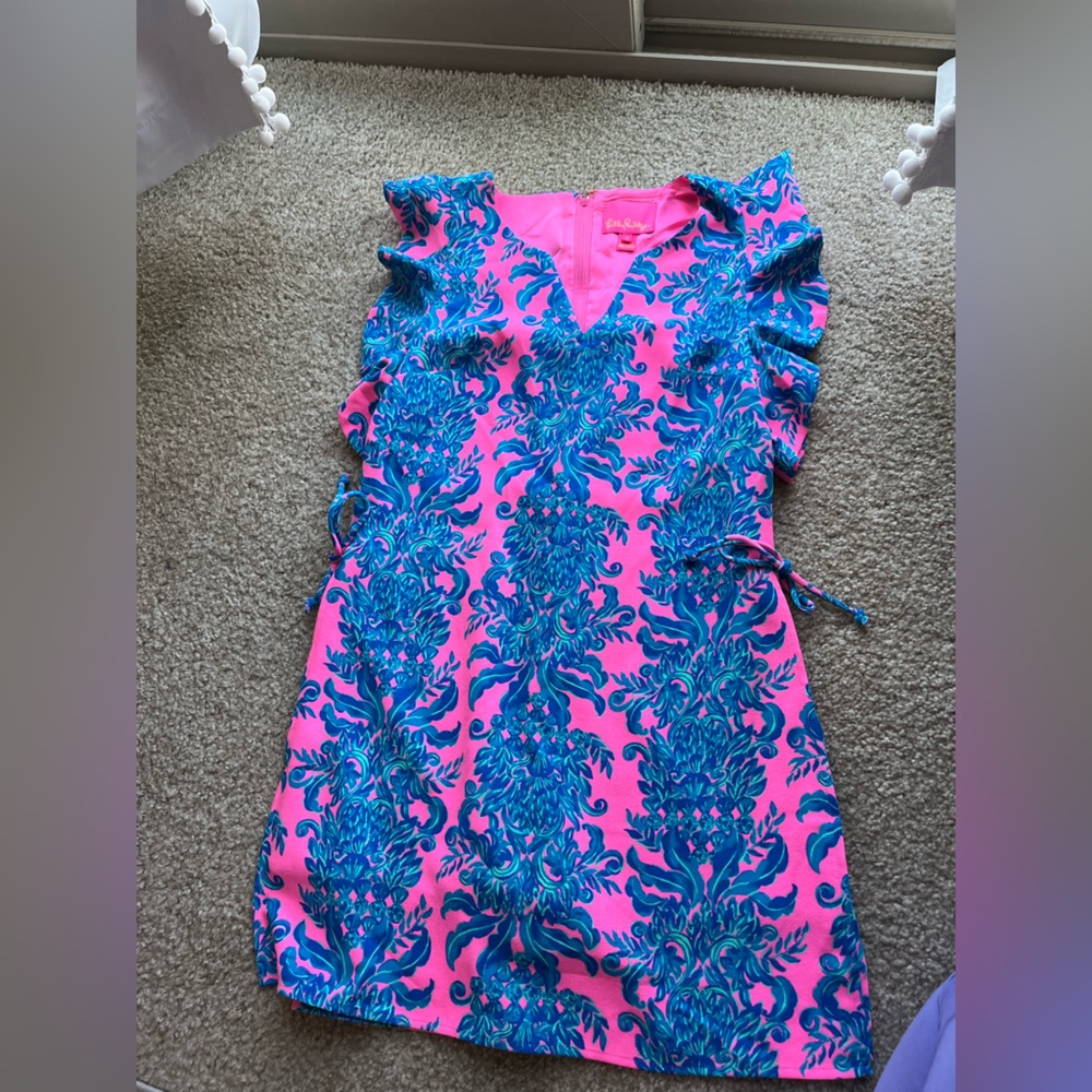 Lilly Pulitzer Pink & Blue Printed Flutter-Sleeve Romper